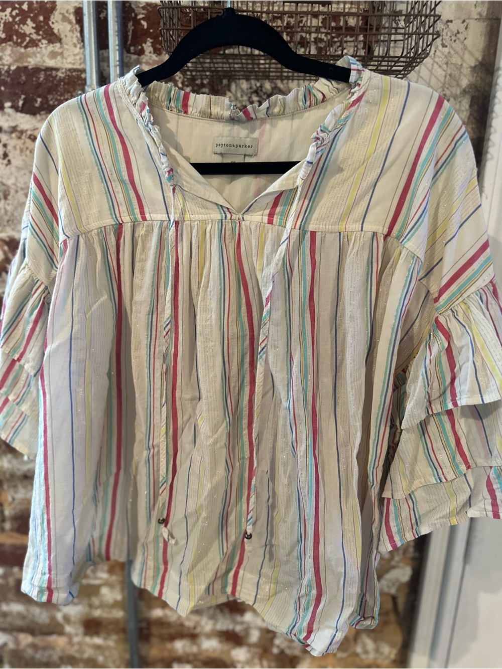 Multi-Color Striped Peasant Blouse